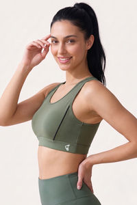 Zelocity Medium Impact Quick Dry Sports Bra - Four Clover Leaf — thumbnail 4